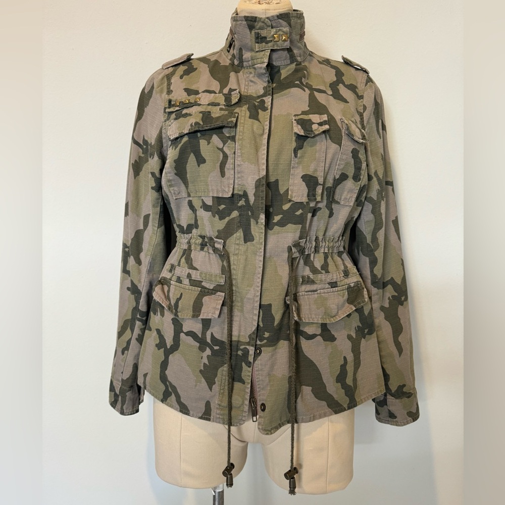Love Fire Women’s Cotton Military Green Camouflage Casual Utility Jacket Size S